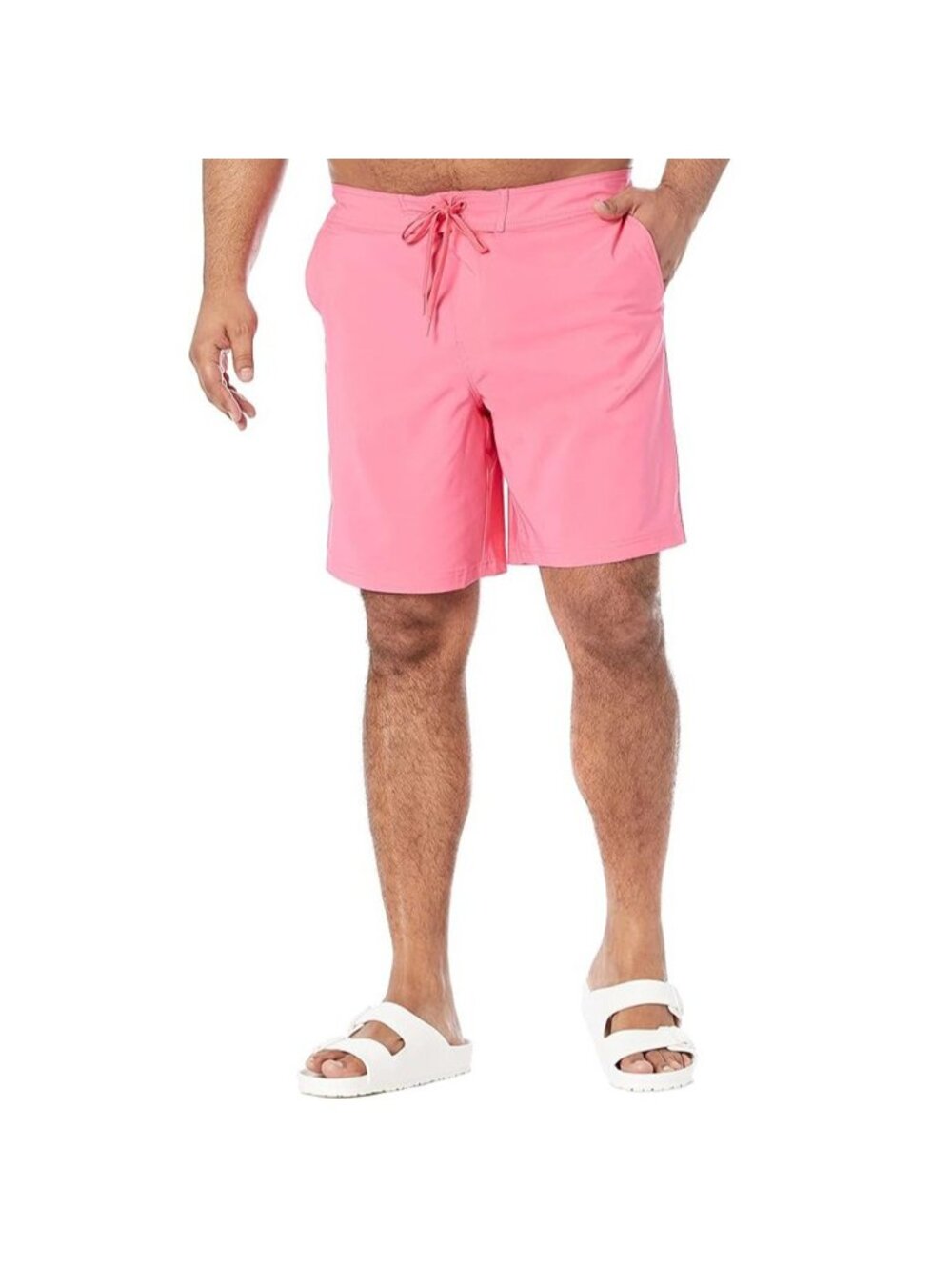 Amazon Essentials Men's Board Shorts Hook & Loop, Tie Waist Hot Pink XXL